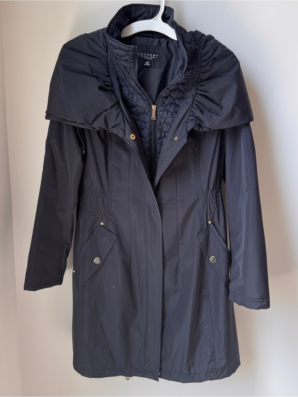Laundry By Shelli Segal Black Trench Coat with Quilted Liner